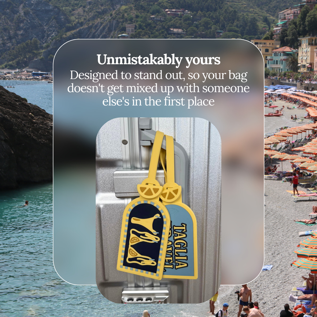 Unmistakably yours: the bold Salty Citrus tag helps your bag stand out at baggage claim