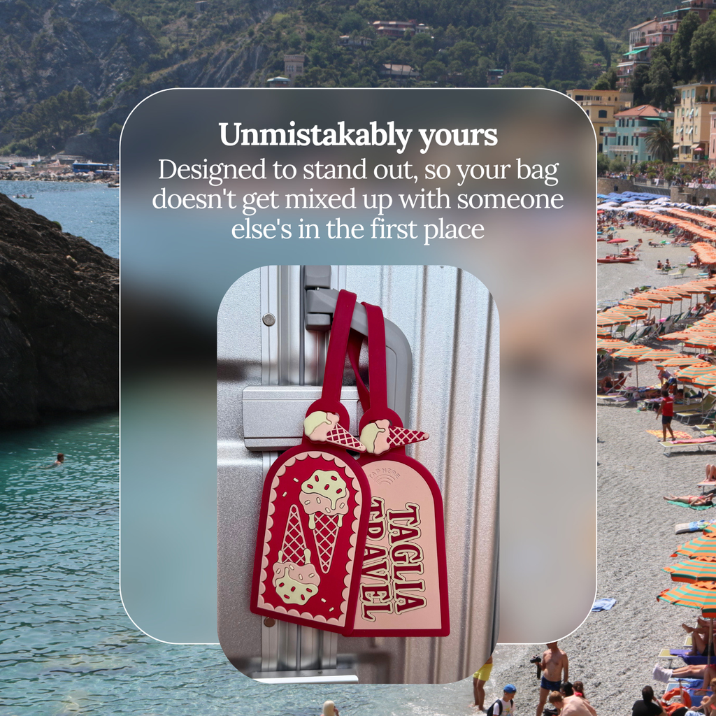 Unmistakably yours: the bold Stracciatella tag helps your bag stand out at baggage claim