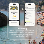 Quick setup: claim your Salty Citrus tag to your Taglia account and choose which contact details to share