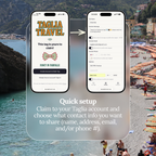 Quick setup: claim your Fancy in Farfalle tag to your Taglia account and choose which contact details to share