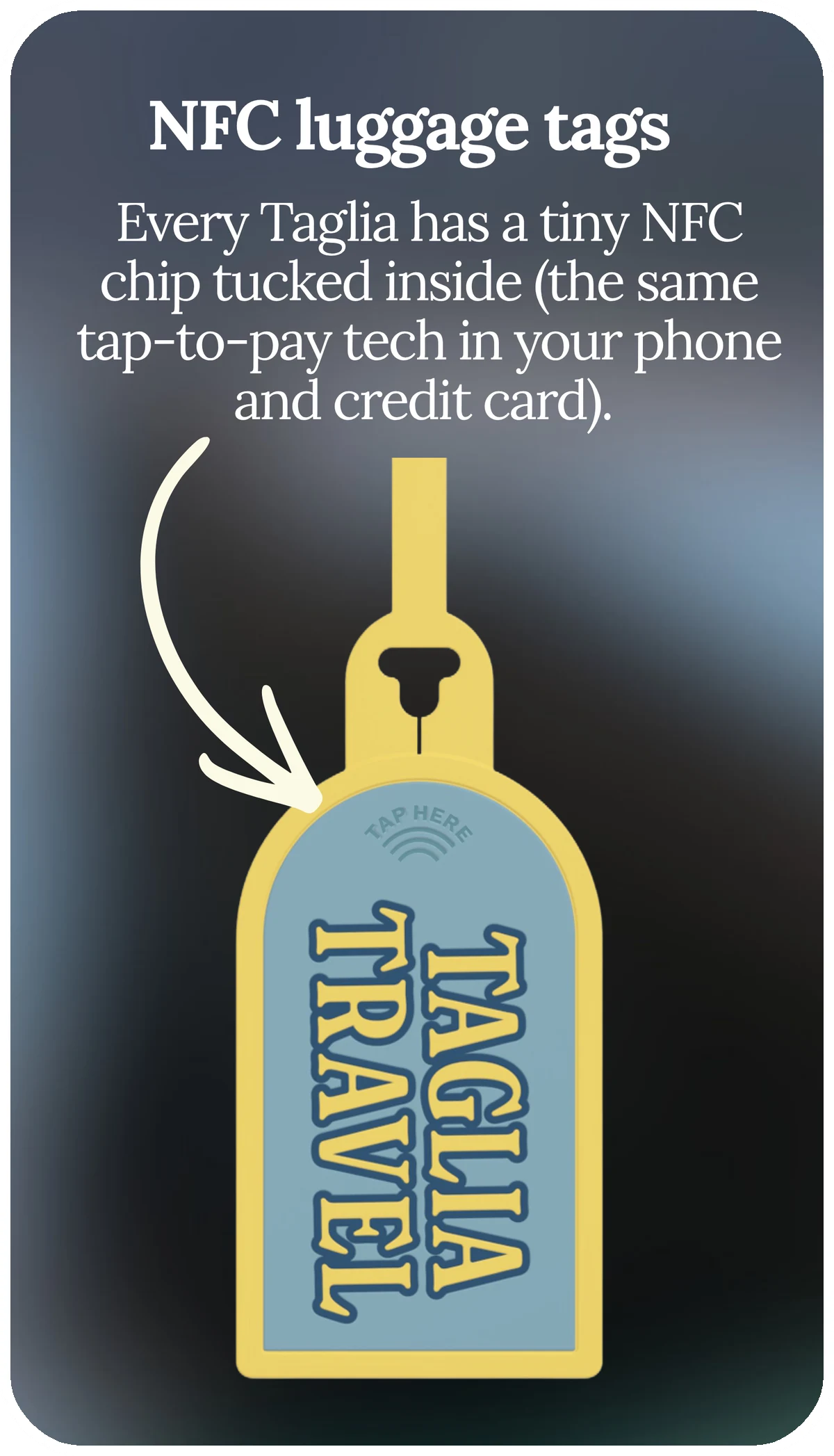 NFC luggage tags: every Taglia has a tiny NFC chip tucked inside